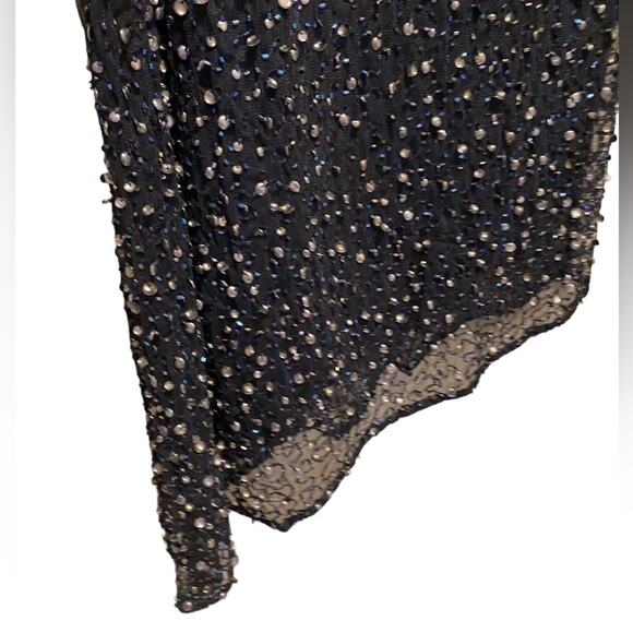 New MNG From Mango Dress Women’s Size 6 Asymmetrical Black Glitzy Evening Gown - Picture 3 of 16